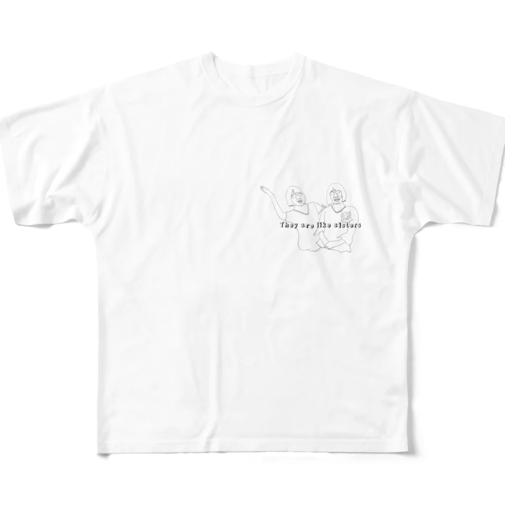 きりんりき@サバンナの音楽家の仲の良い姉妹　〜They are like sisters〜 All-Over Print T-Shirt