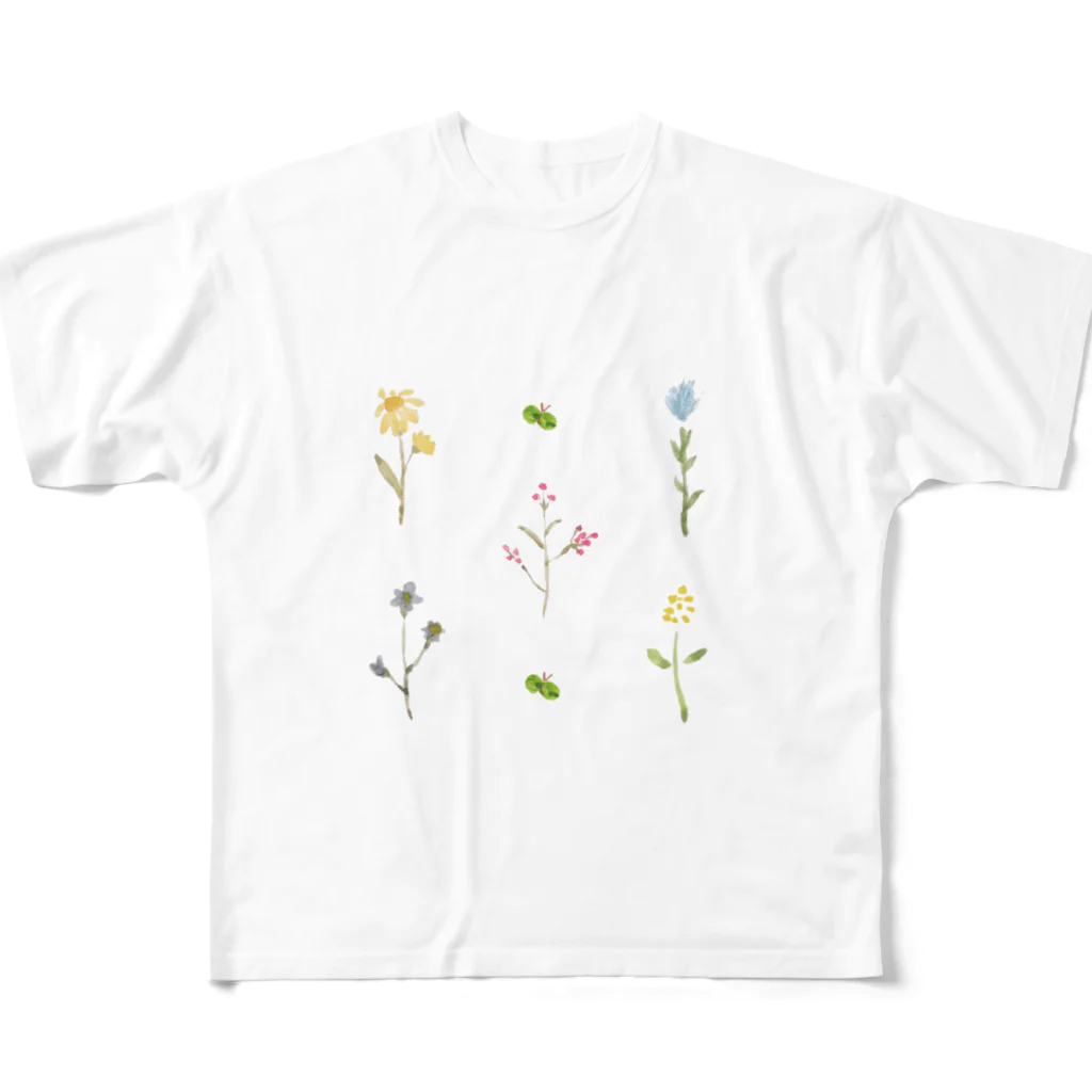 ampluieの水彩花 フルグラフィックTシャツ