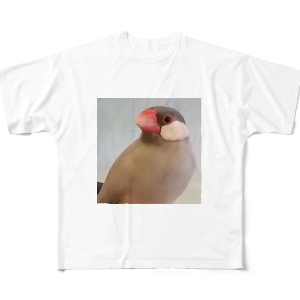 yukoの文鳥のちゅんさん フルグラフィックTシャツ