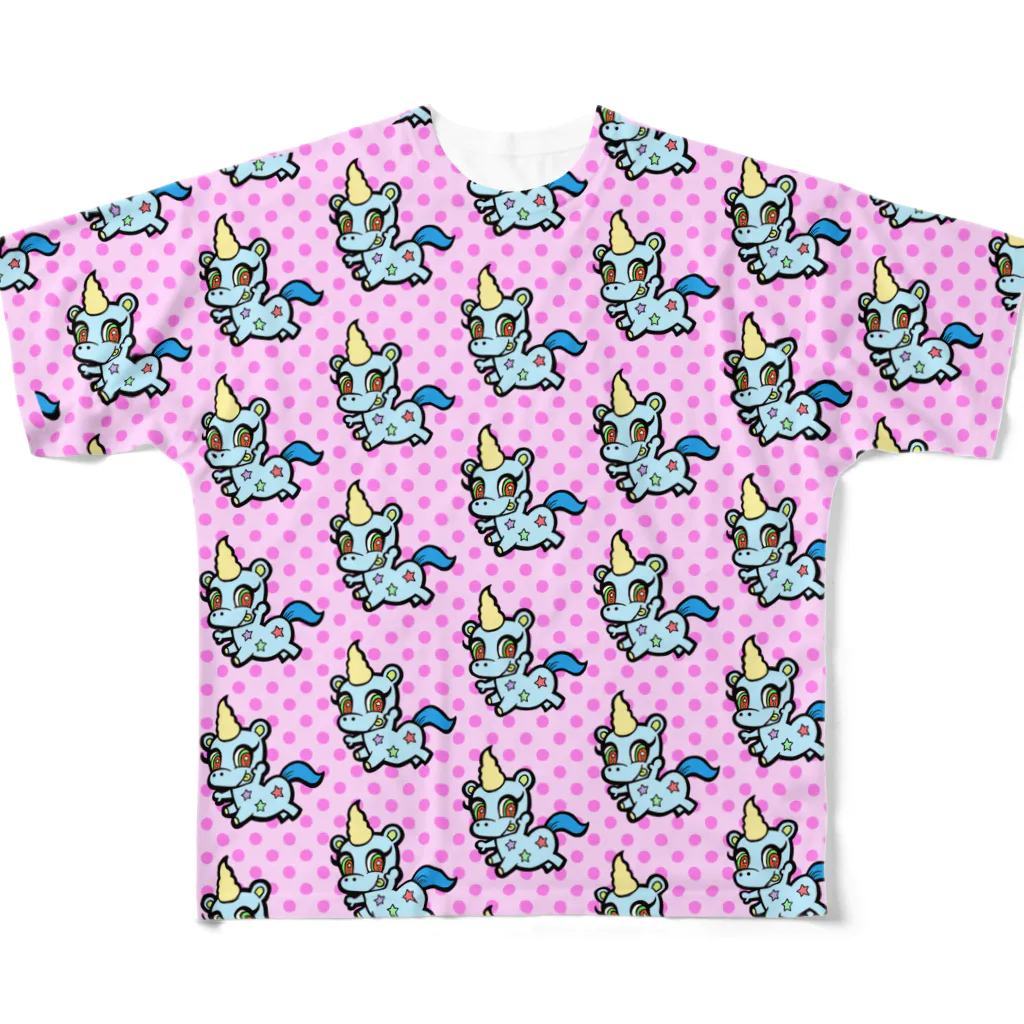 PICOPICOの甘獣ユニん子　ブルー All-Over Print T-Shirt