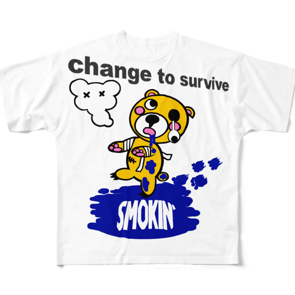 オリジナルデザインTシャツ　SMOKIN'のモクモックマゾンビ 黄 フルグラフィックTシャツ