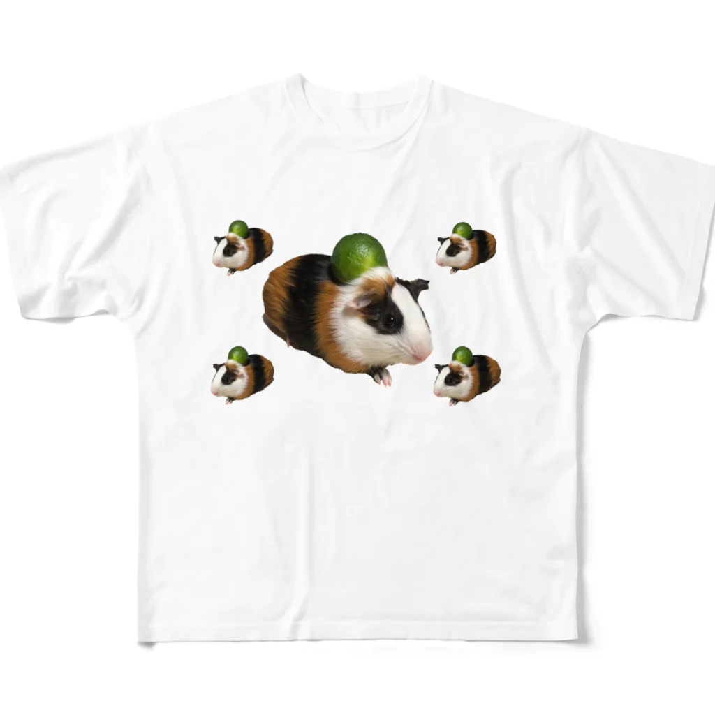 動物大好き♥️のモルモットとカボス フルグラフィックTシャツ