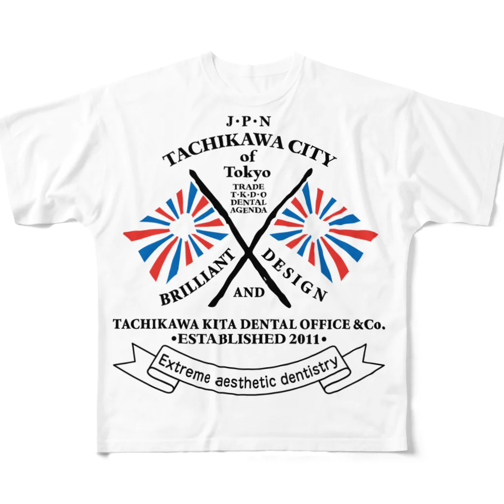 TKDO's STOREのTKDO FLAG BLK フルグラフィックTシャツ