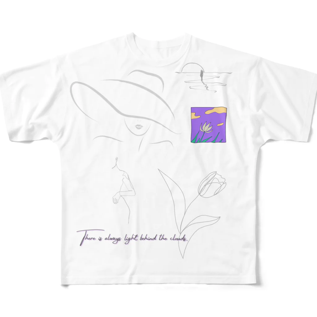 𝙈𝙊𝙈𝙊'𝙨 𝙎𝙝𝙤𝙥のThere is always light behind the clouds. All-Over Print T-Shirt