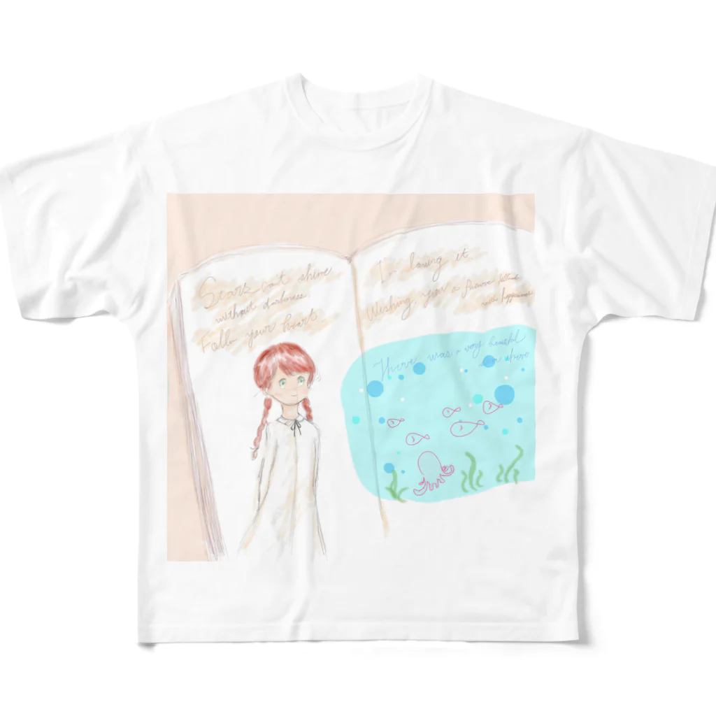 rukamoの赤毛の女の子 フルグラフィックTシャツ