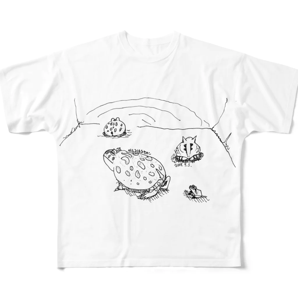 かえるはるきのこ（RURUKO)の正面以外も All-Over Print T-Shirt