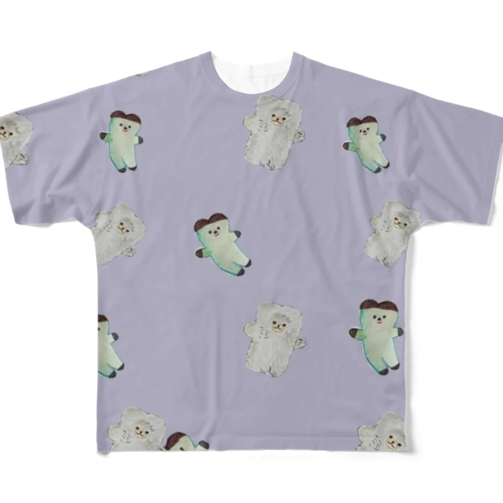 くまくま。ショップのくまくま。チョコミントとグレーのモフモフ All-Over Print T-Shirt