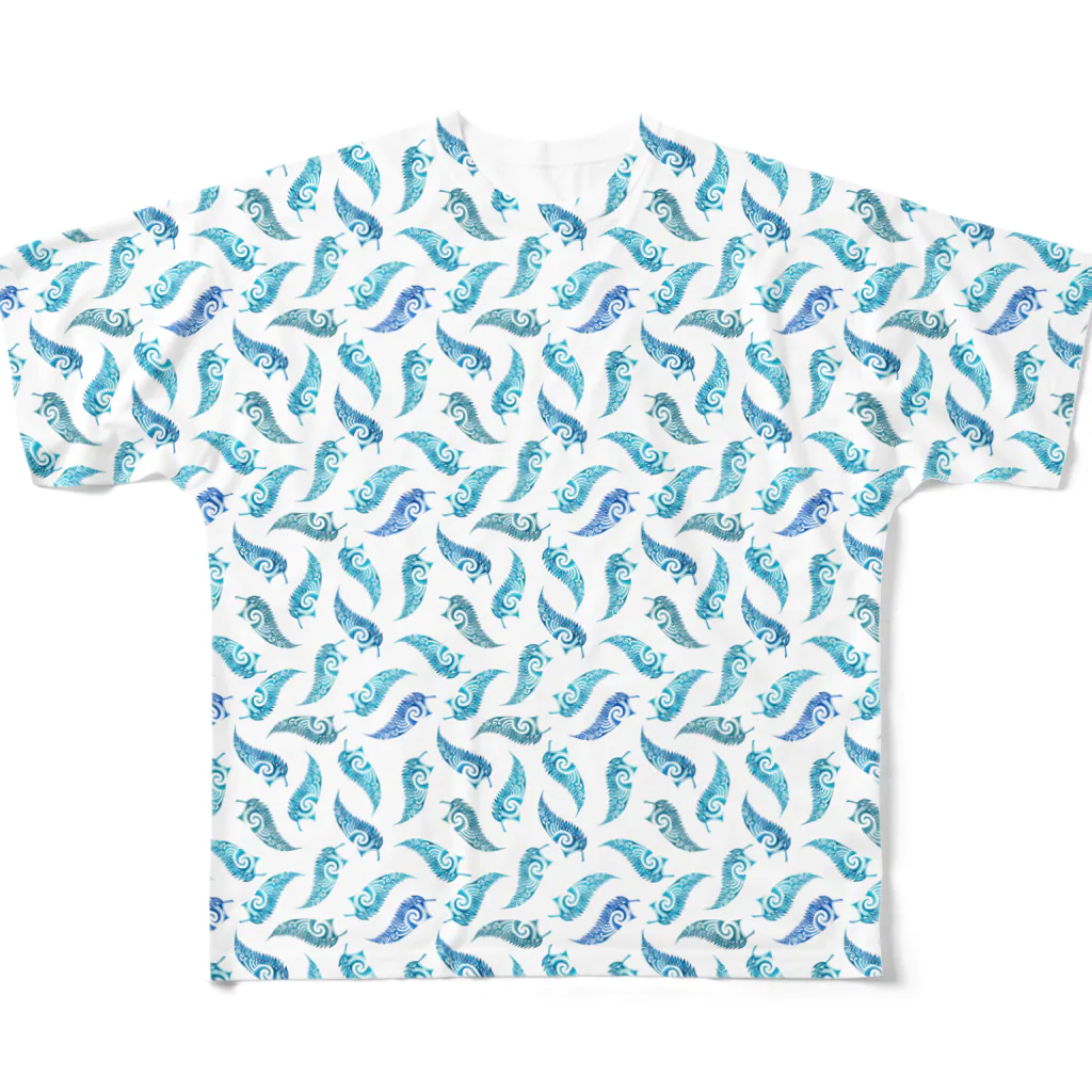 Julia_Madokaのブルーコル・パターン All-Over Print T-Shirt