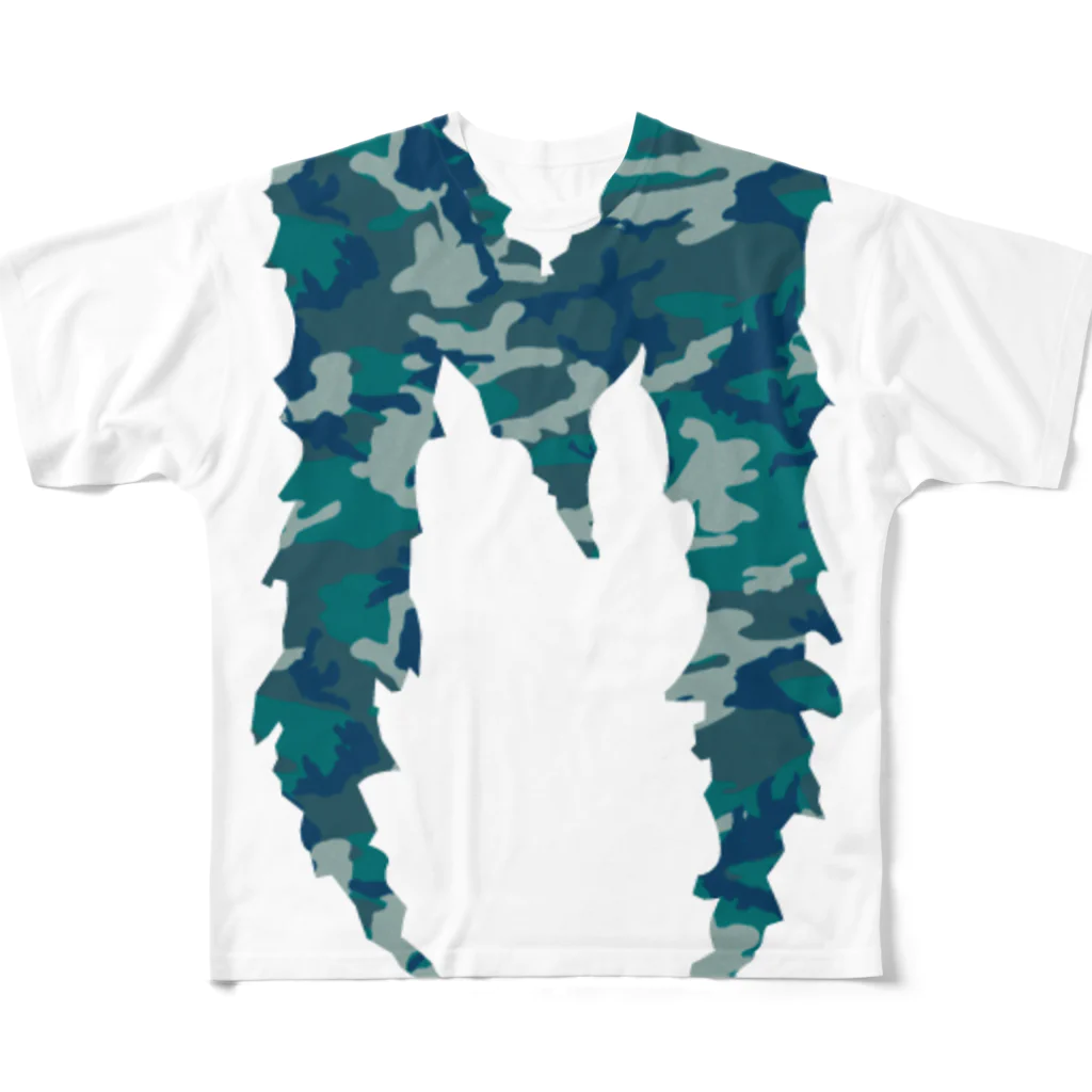 MKO DESIGNのBlue-logo フルグラフィックTシャツ