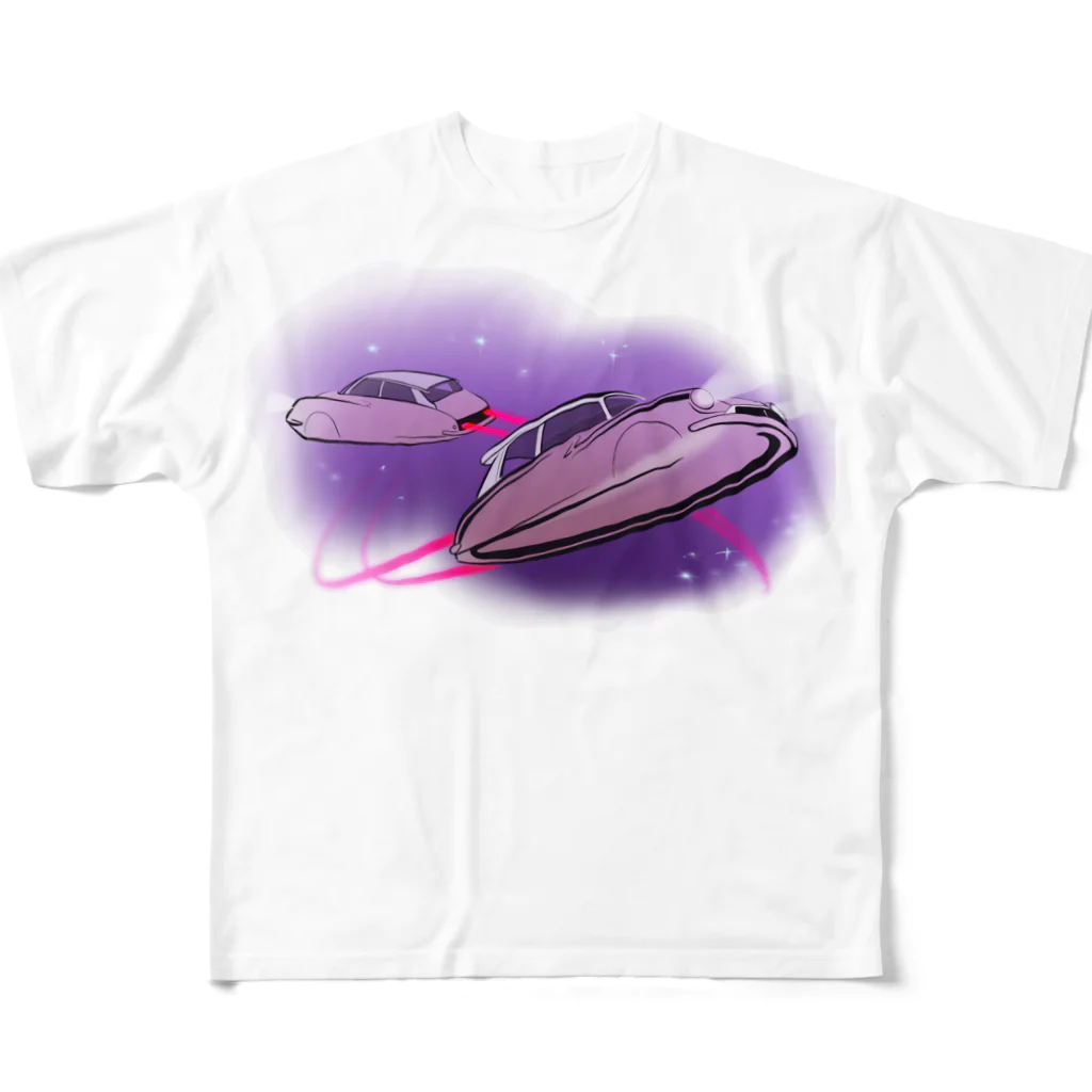 ジョンの乗り物イラストのDreamSpaceship フルグラフィックTシャツ