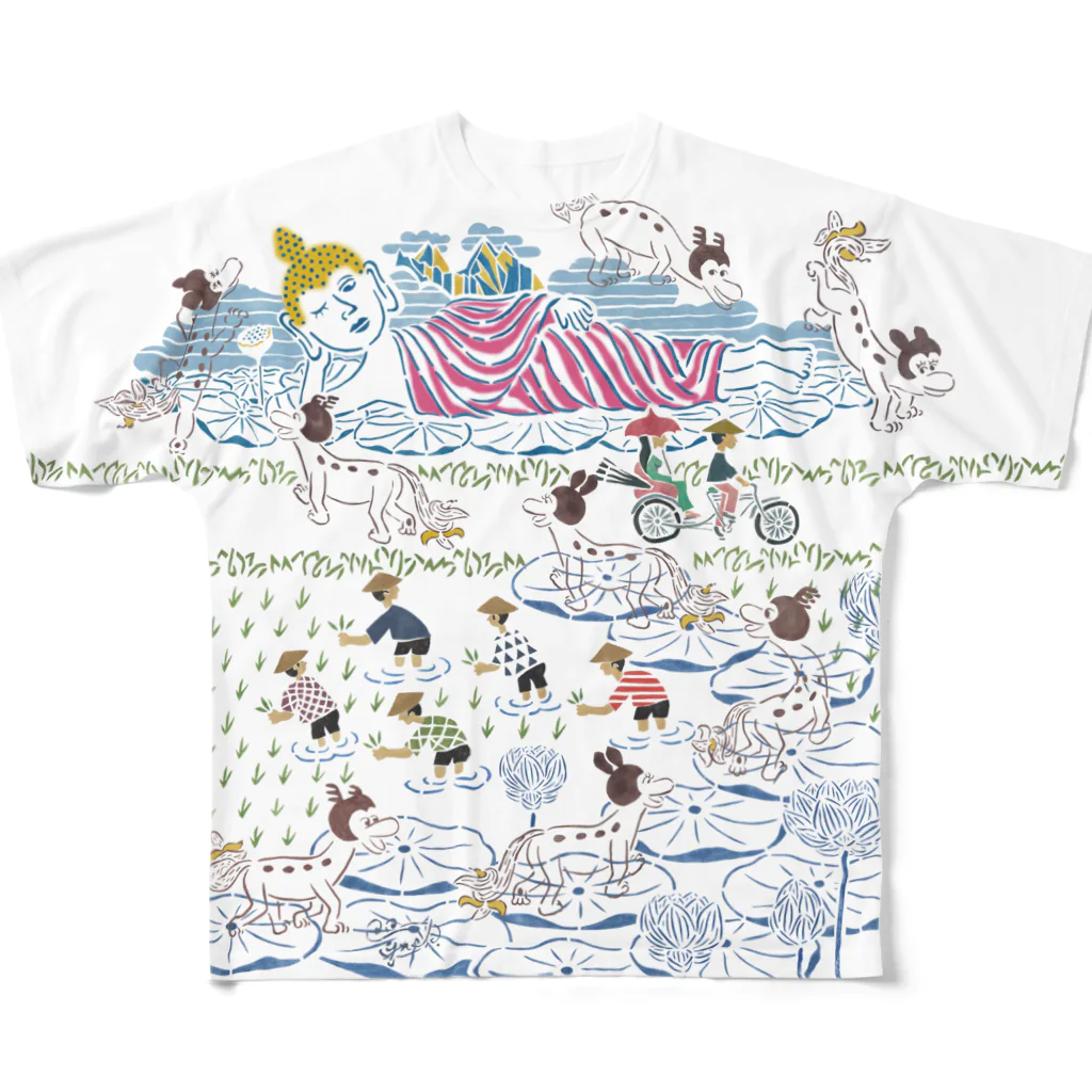 Shigenosukeのシナカル #田んぼで散歩 All-Over Print T-Shirt