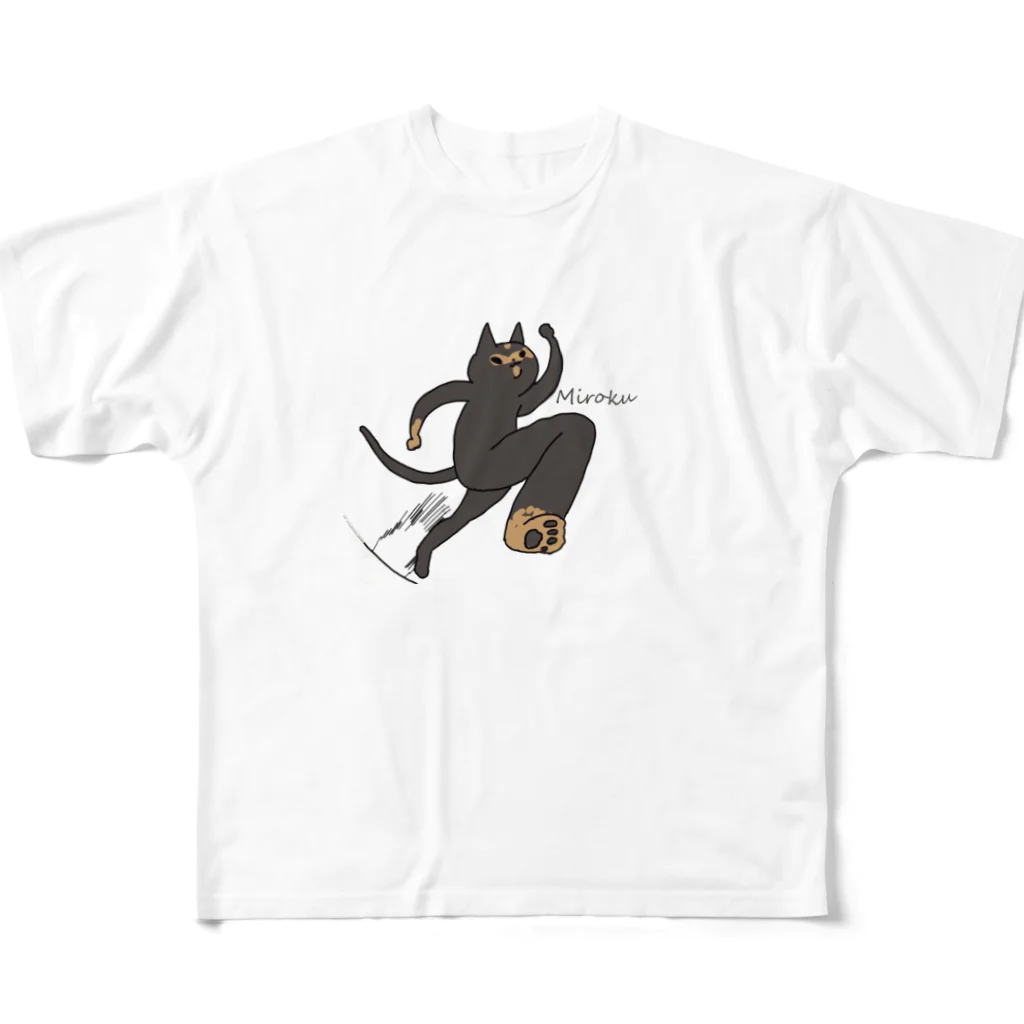 猫大好きshopのハリキリガールみろくシリーズ フルグラフィックTシャツ