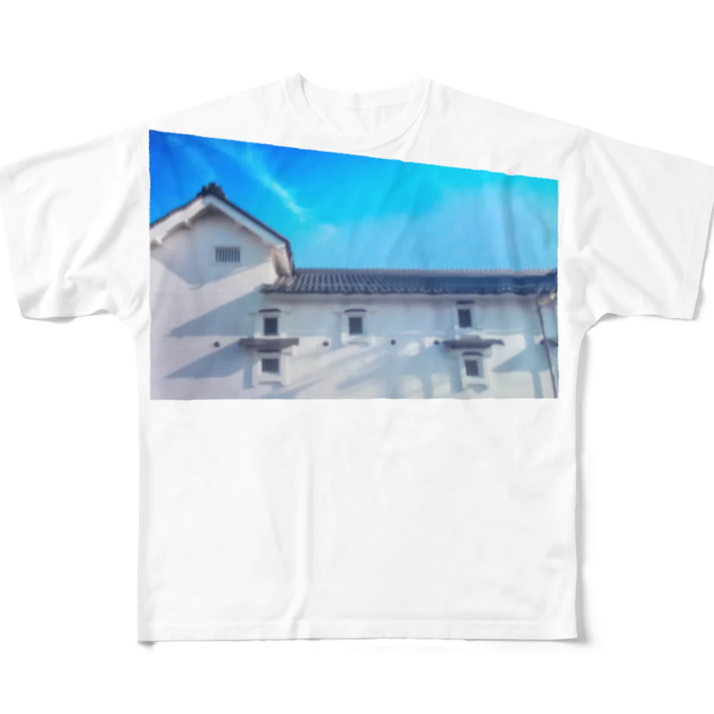 MUGURa-屋の青い空　白い壁 フルグラフィックTシャツ