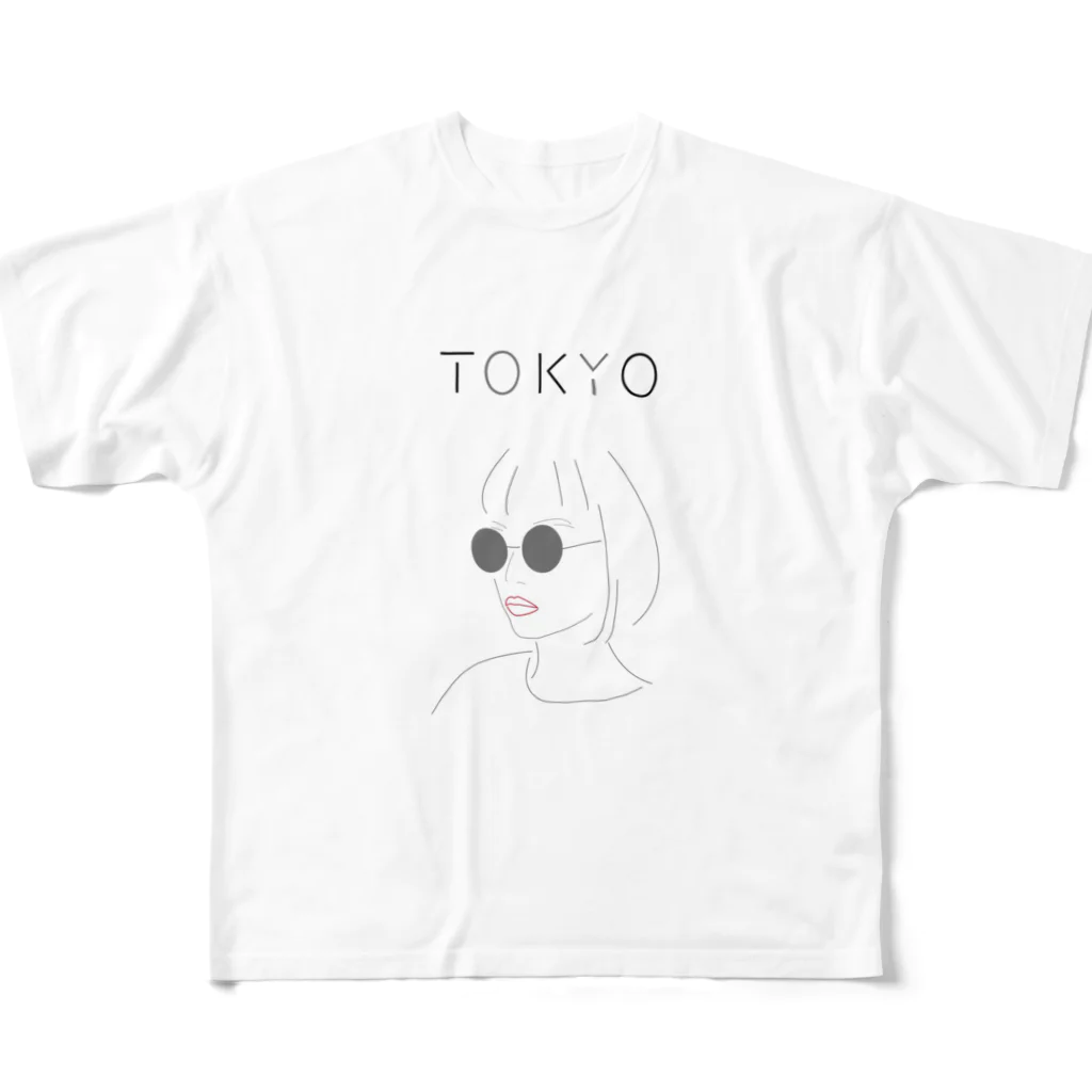 Hiroko💐のテクノなTOKYOガール フルグラフィックTシャツ