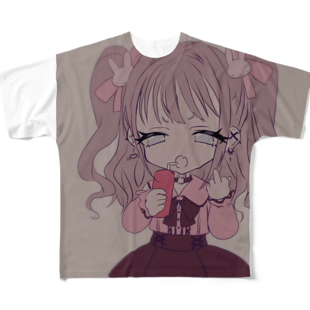 風見どりの地雷系うさちゃん All-Over Print T-Shirt