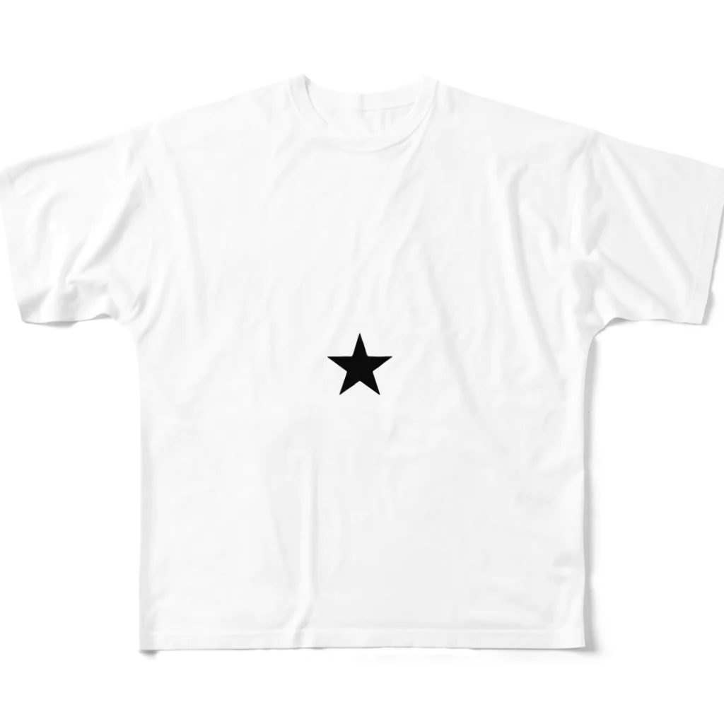 TAKAYA シンプルイラストのBLACK STAR フルグラフィックTシャツ