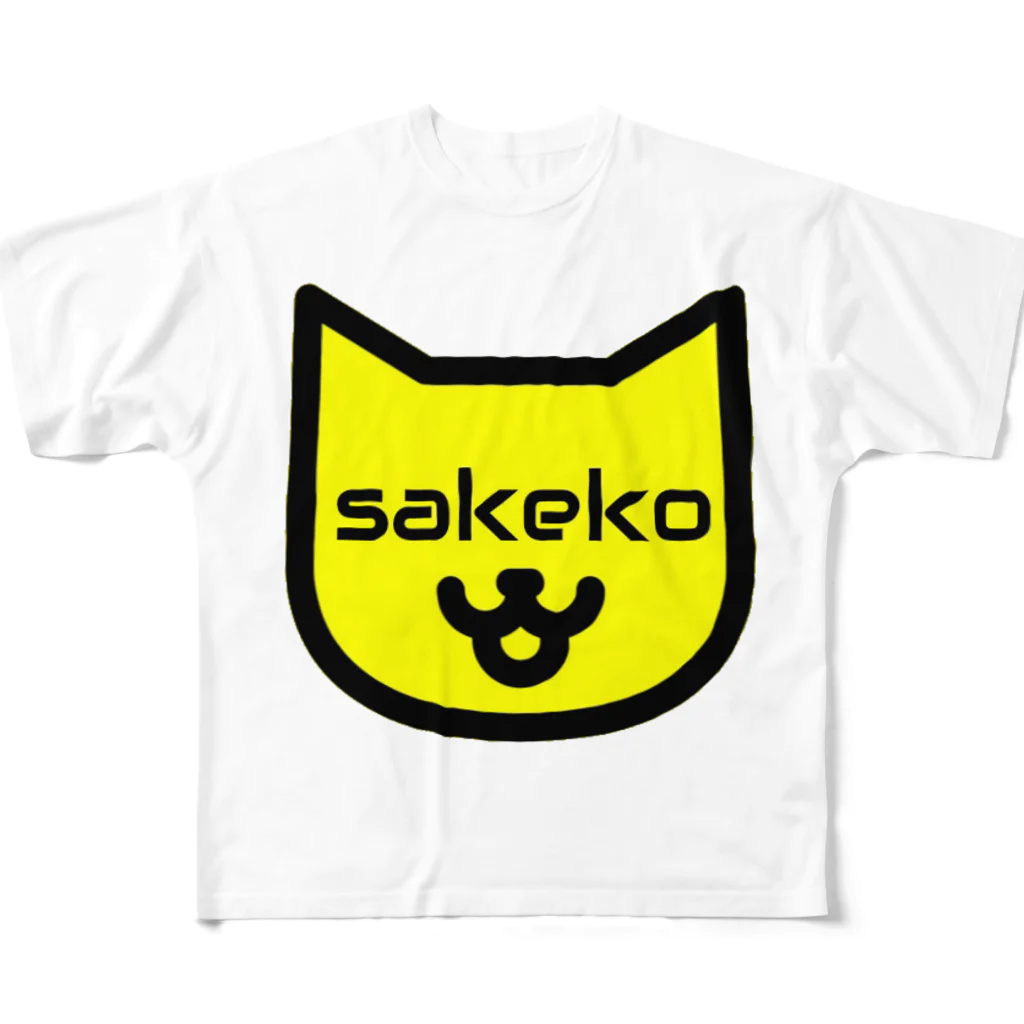 さけちゃんグッズ店のさけちゃん猫ロゴハイクオリティシリーズ フルグラフィックTシャツ