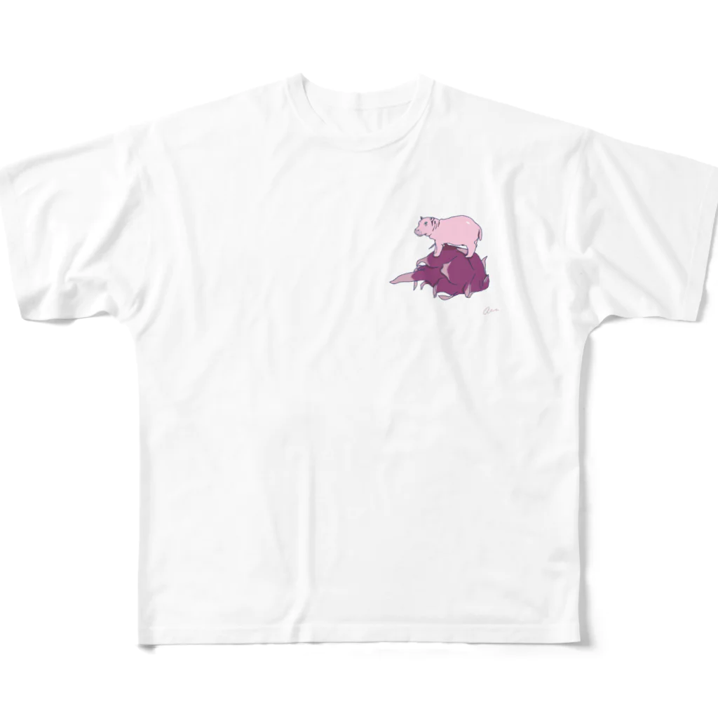 アコモ・マユラスのFruits-kaba (dragon fruit) フルグラフィックTシャツ