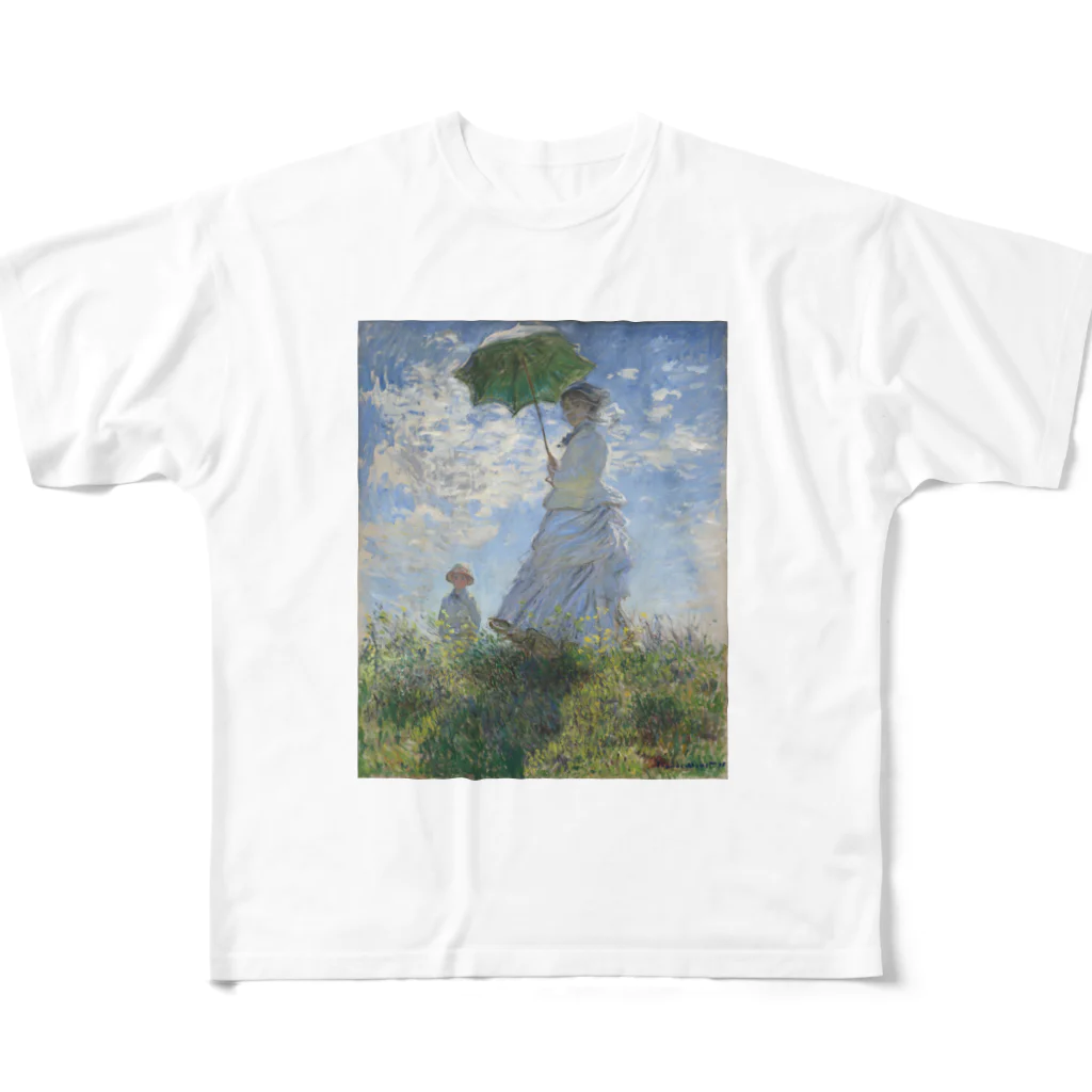 いとの散歩、日傘をさす女 All-Over Print T-Shirt