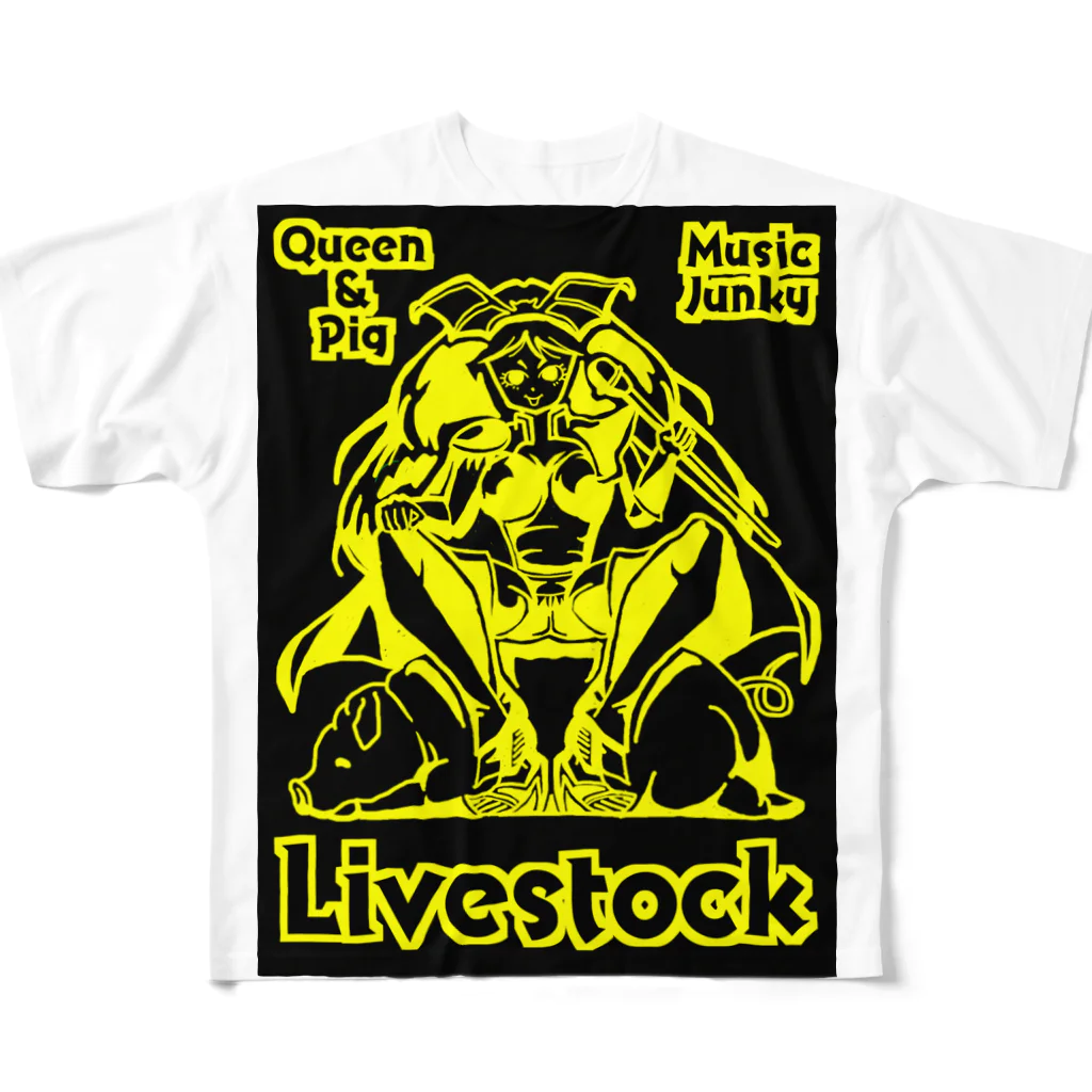 MusicJunkyのqueen&pig フルグラフィックTシャツ