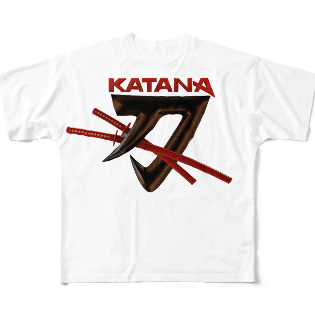 タカムラサキキリンのGSX_KATANAカタナ刀 フルグラフィックTシャツ