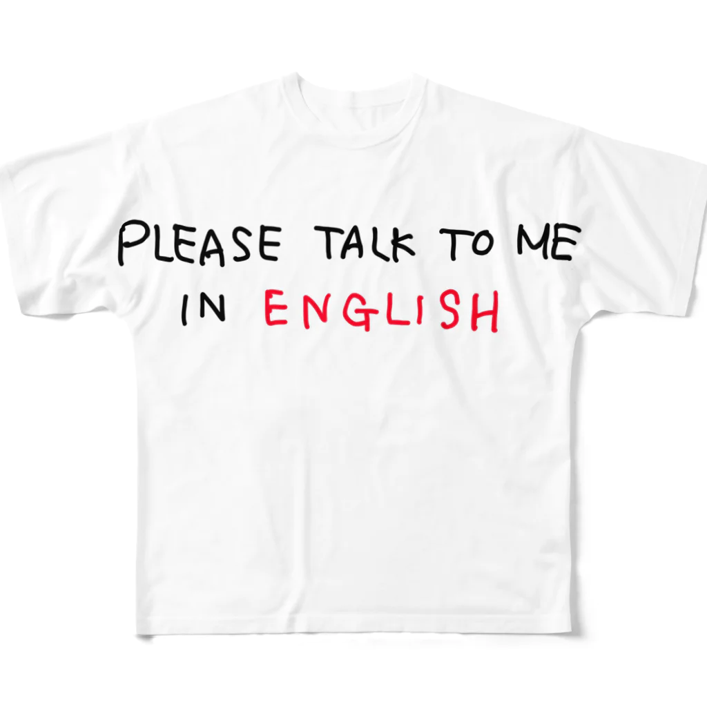 株式会社スガノワークスのplease talk to me in english フルグラフィックTシャツ