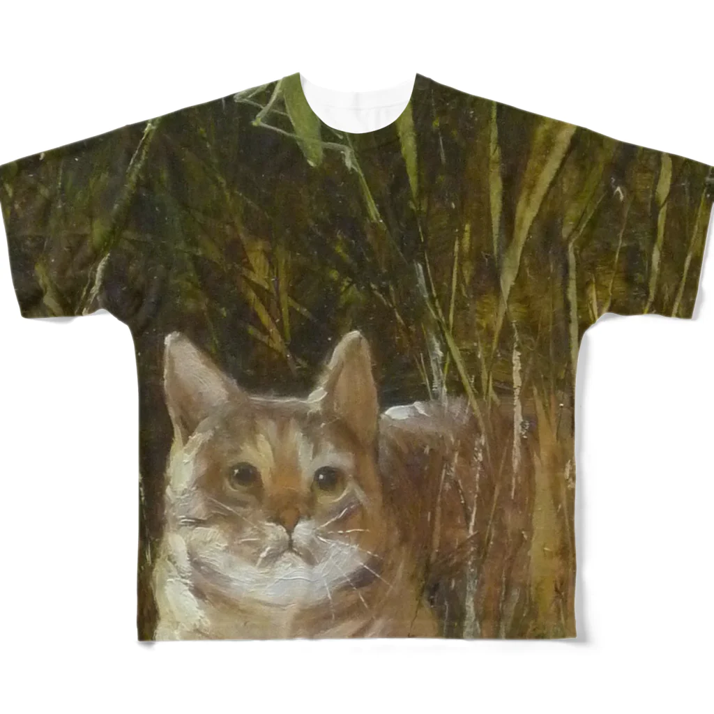 YW DESIGNS STOREの畑中優 FULL Design T-shirt　cat フルグラフィックTシャツ