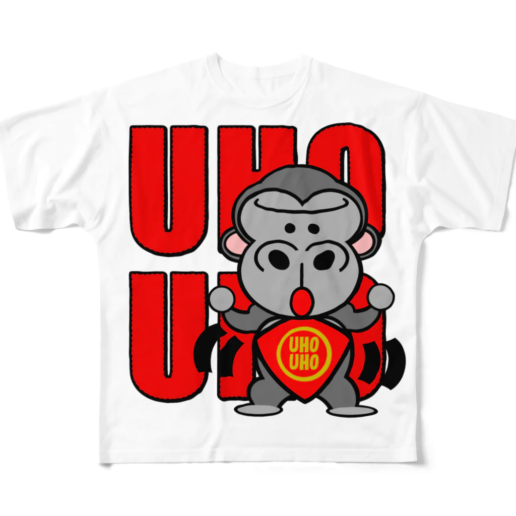 オリジナルデザインTシャツ　SMOKIN'のUHOUHOゴリッキー(腹かけバージョン) All-Over Print T-Shirt