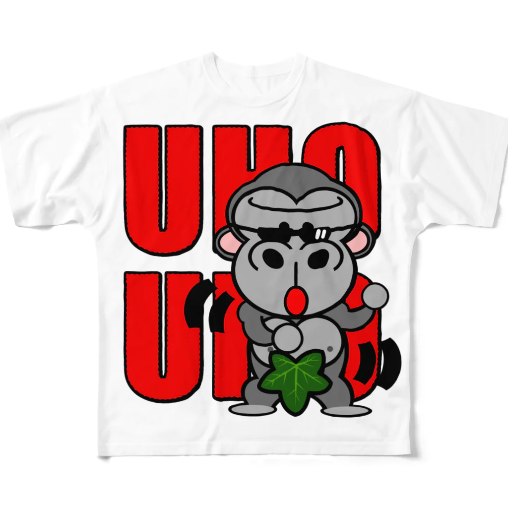 オリジナルデザインTシャツ　SMOKIN'のUHOUHOゴリッキー(葉っぱバージョン) All-Over Print T-Shirt