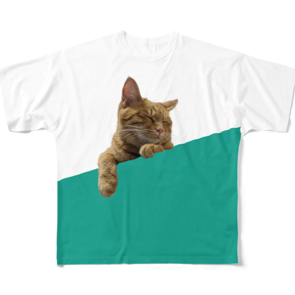 SUPER CATのうつらうつらするおけんさん フルグラフィックTシャツ