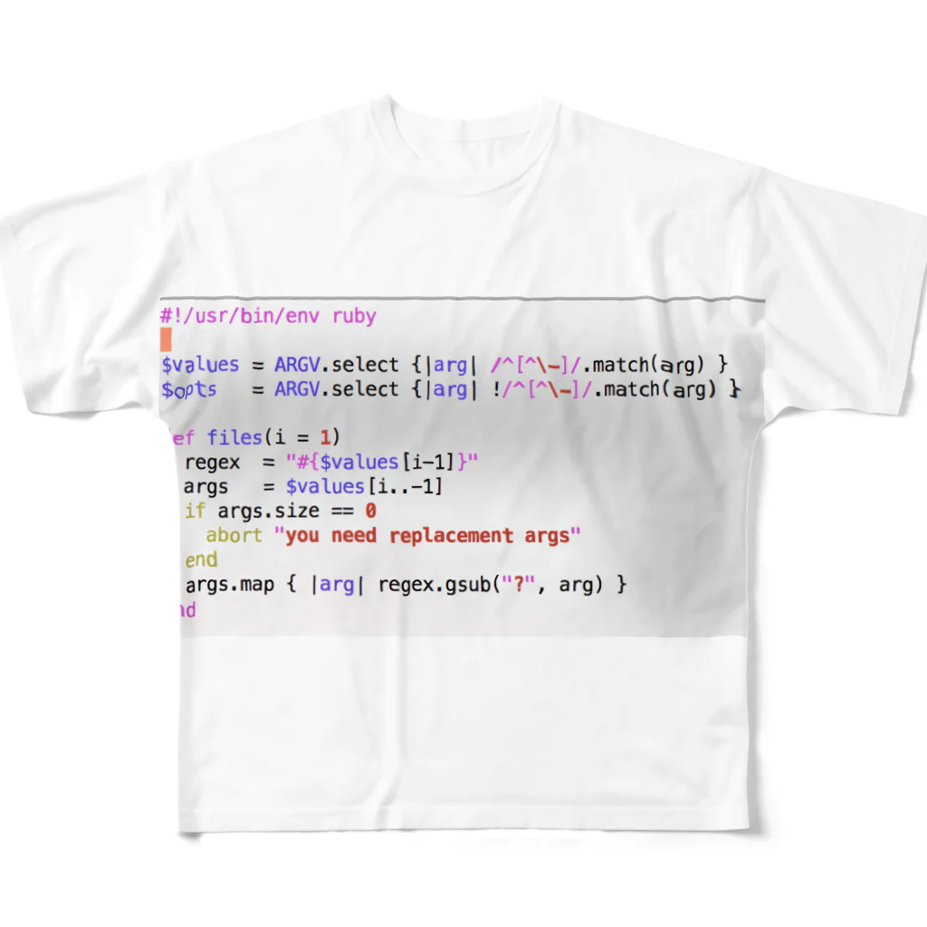 株式会社スガノワークスのruby source code フルグラフィックTシャツ