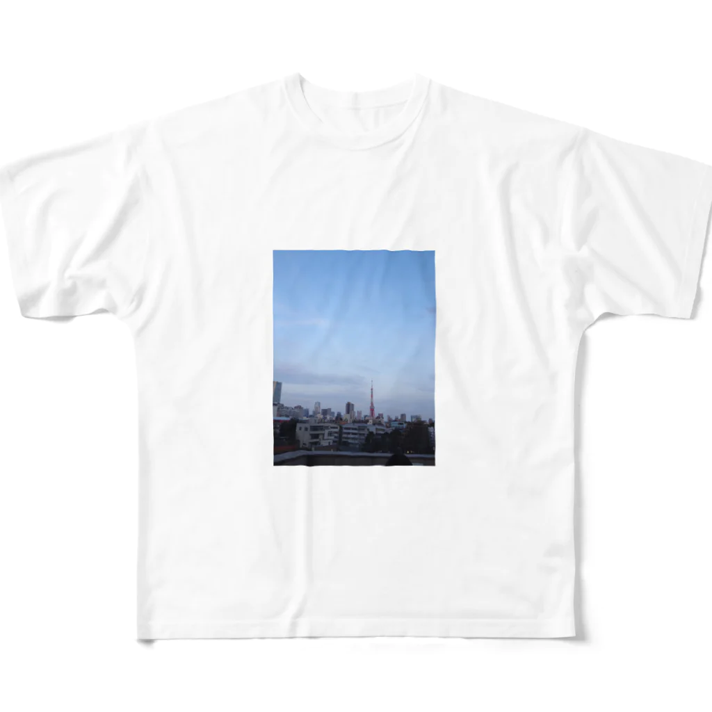 ebi-kaniの東京の空も青い フルグラフィックTシャツ