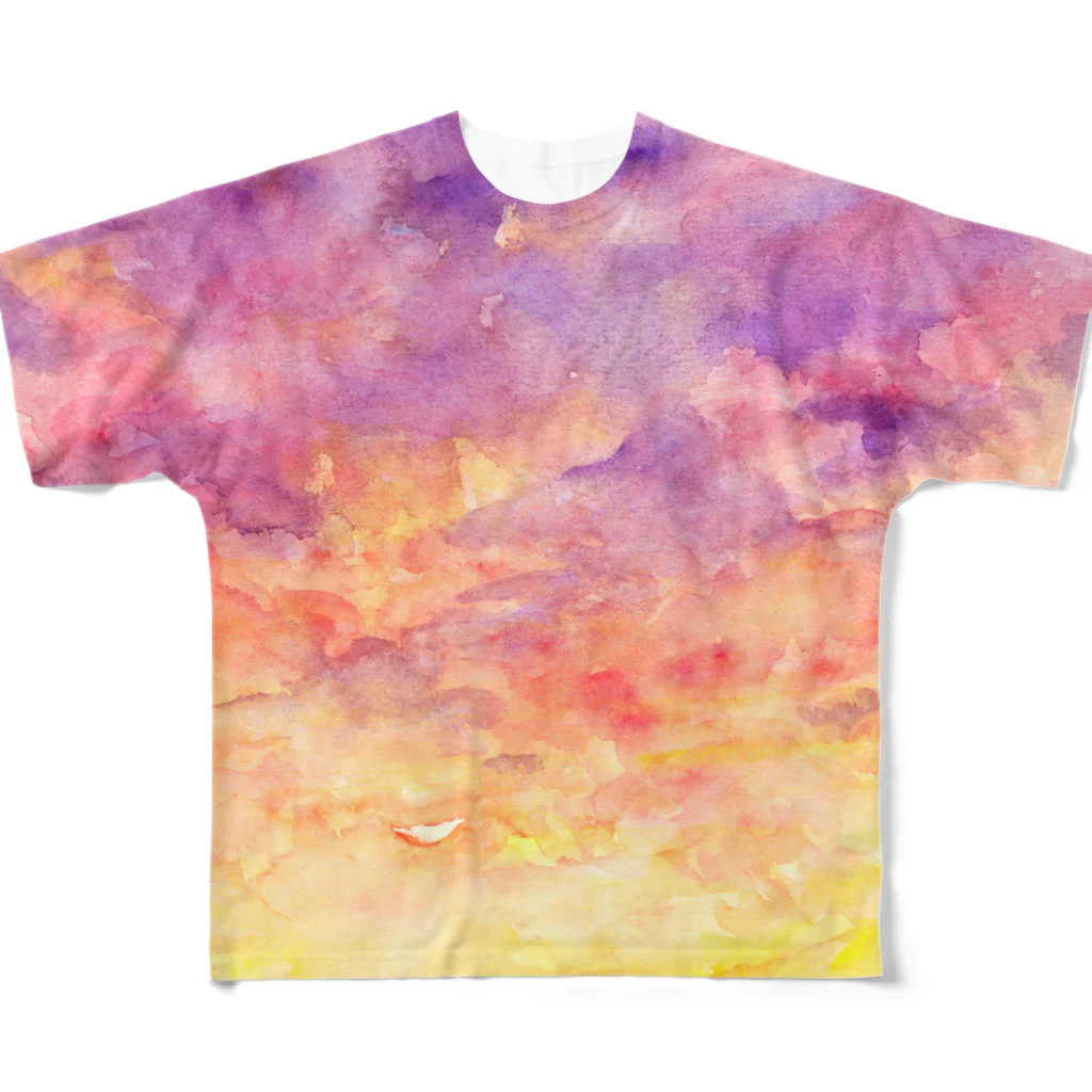 星架月の【水彩】夕焼けイラスト All-Over Print T-Shirt