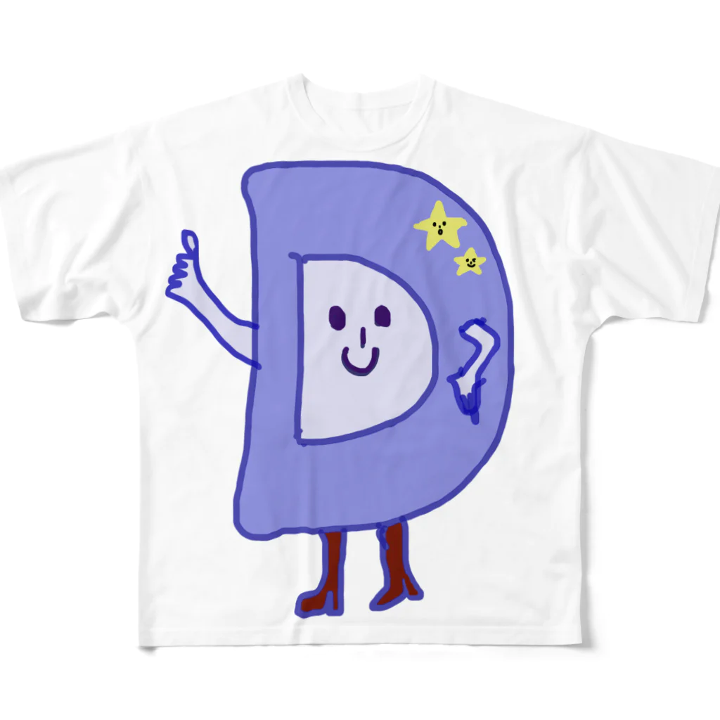 ミーミー⭐︎イニシャルズ/スージーズストアのイニシャルズ⭐︎D(ディー) フルグラフィックTシャツ