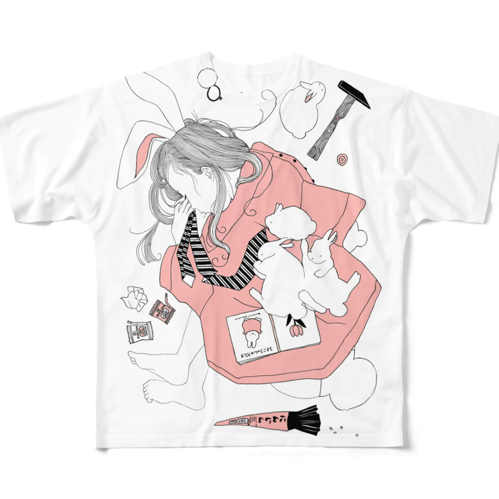 石松チ明 不美人画店のおねんねうさちゃん All-Over Print T-Shirt