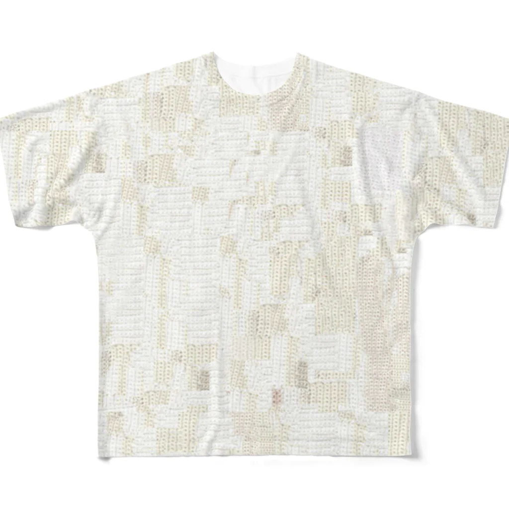 SHOP AKAONIのシンプル手編みっぽい柄 フルグラフィックTシャツ
