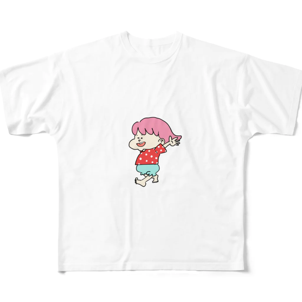 かまねりショップの走る子ちゃん All-Over Print T-Shirt