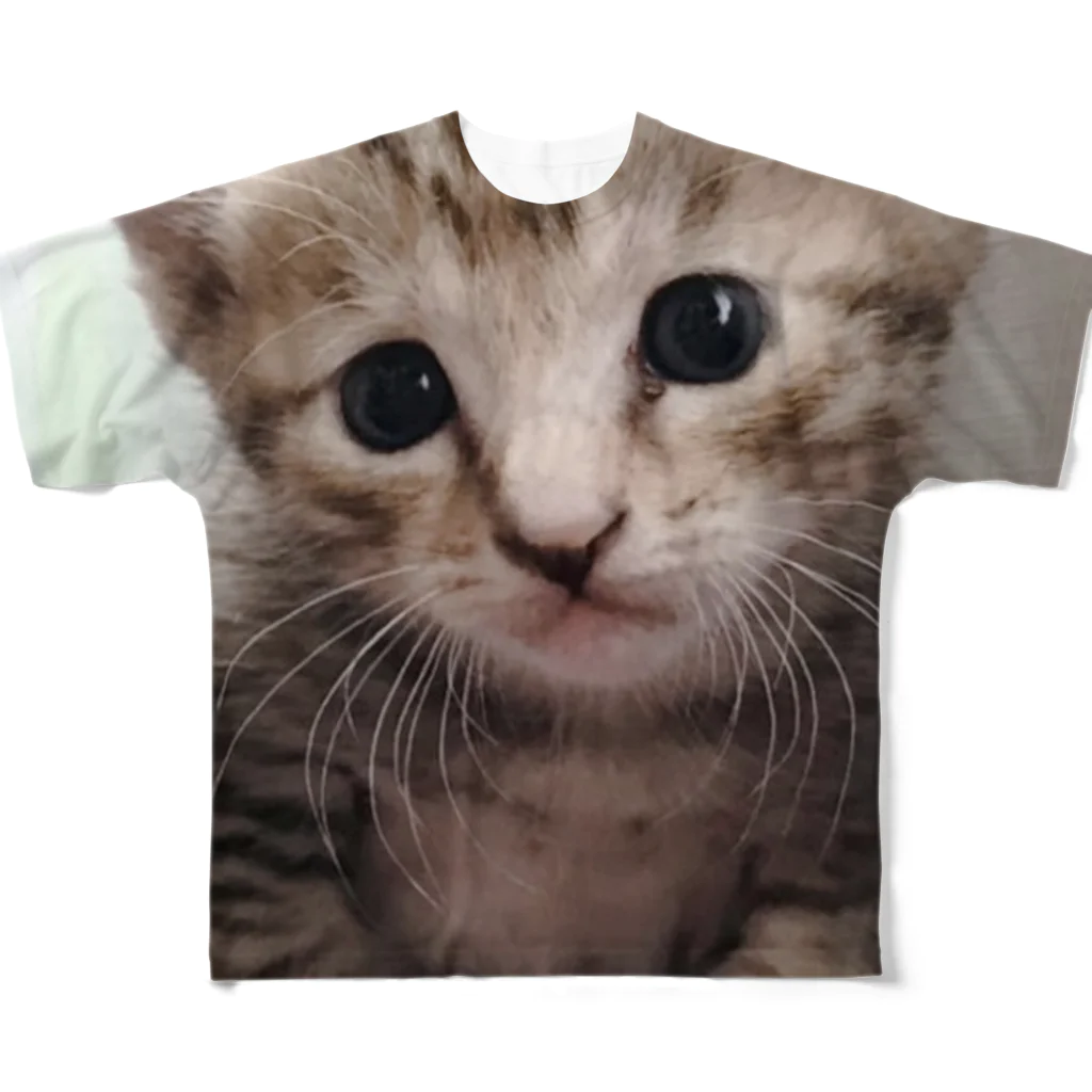 おうちねこのベビーつば フルグラフィックTシャツ