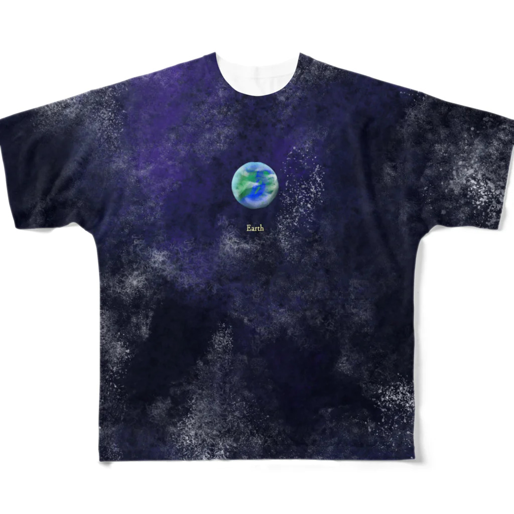 寝不足うさぎの地球-Earth- フルグラフィックTシャツ