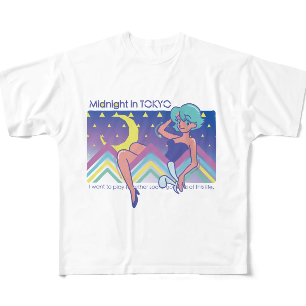 TSUKIKOU SHOP の月夜のバニーちゃん All-Over Print T-Shirt