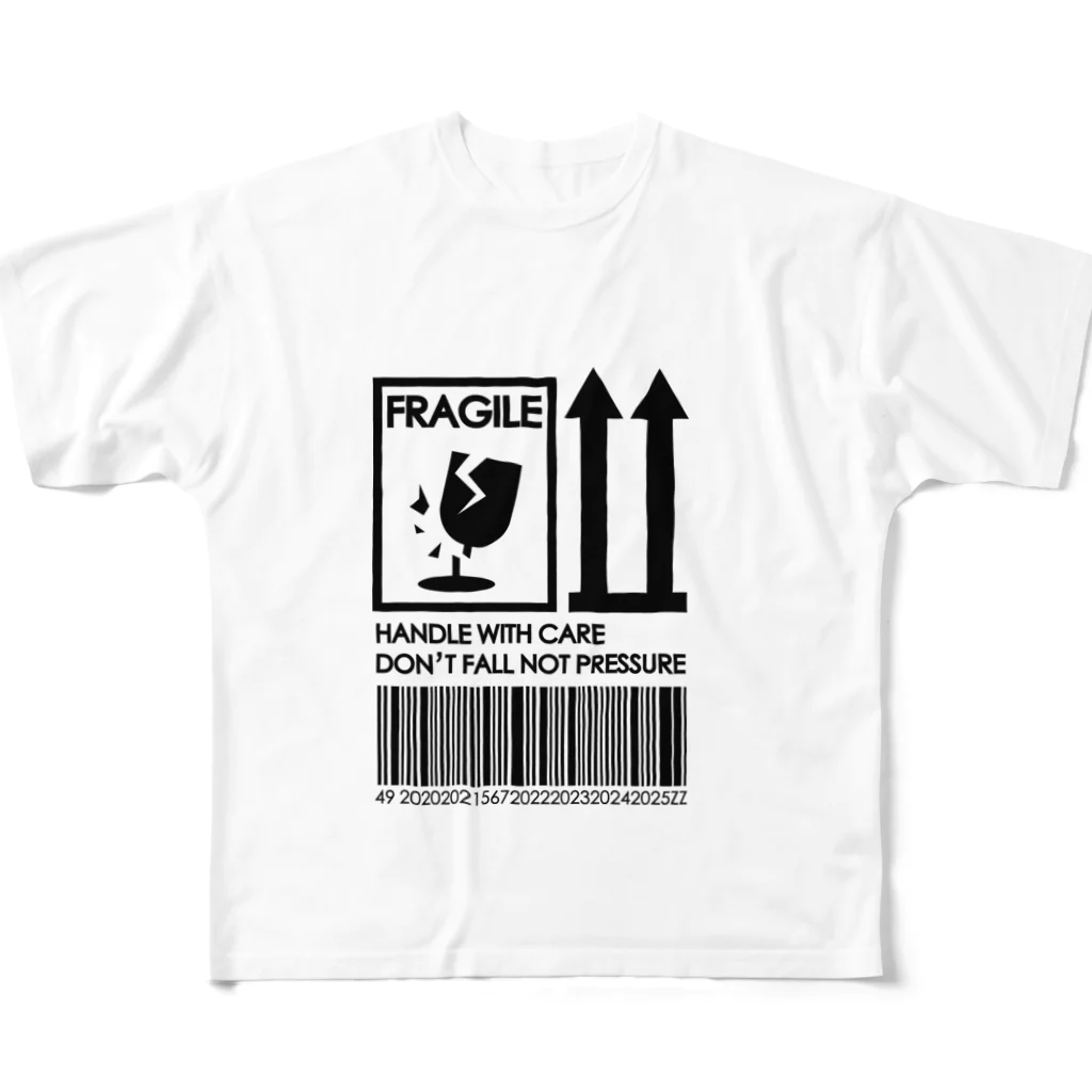 TSUKIKOU SHOP のFRAGILE フルグラフィックTシャツ