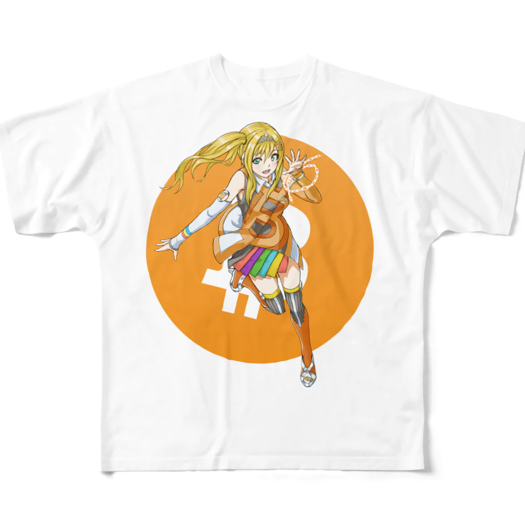 クリプトカレンシーガールズのビットコインちゃん フルグラフィックTシャツ