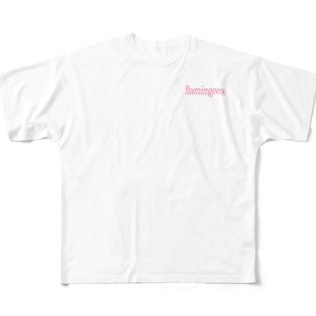 PhotoCollé フォトコラージュのFlamingo・フラミンゴ  フルグラフィックTシャツ