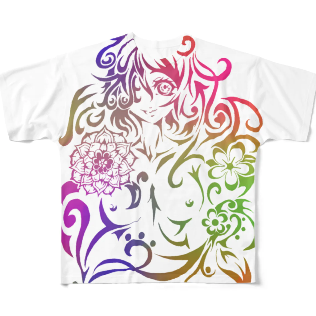 THE禅のFLOWER‐GIRL All-Over Print T-Shirt