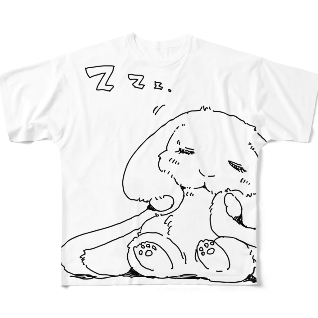 shimewoのねむそうなウサちゃん フルグラフィックTシャツ