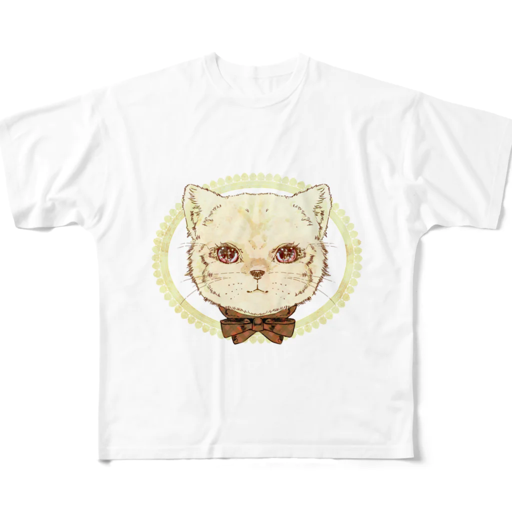 Ennuiのアンティークキャット フルグラフィックTシャツ