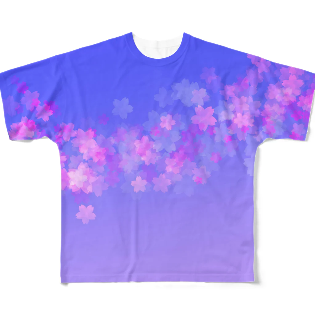 サワネチヒロのショップの夜桜Tシャツ フルグラフィックTシャツ