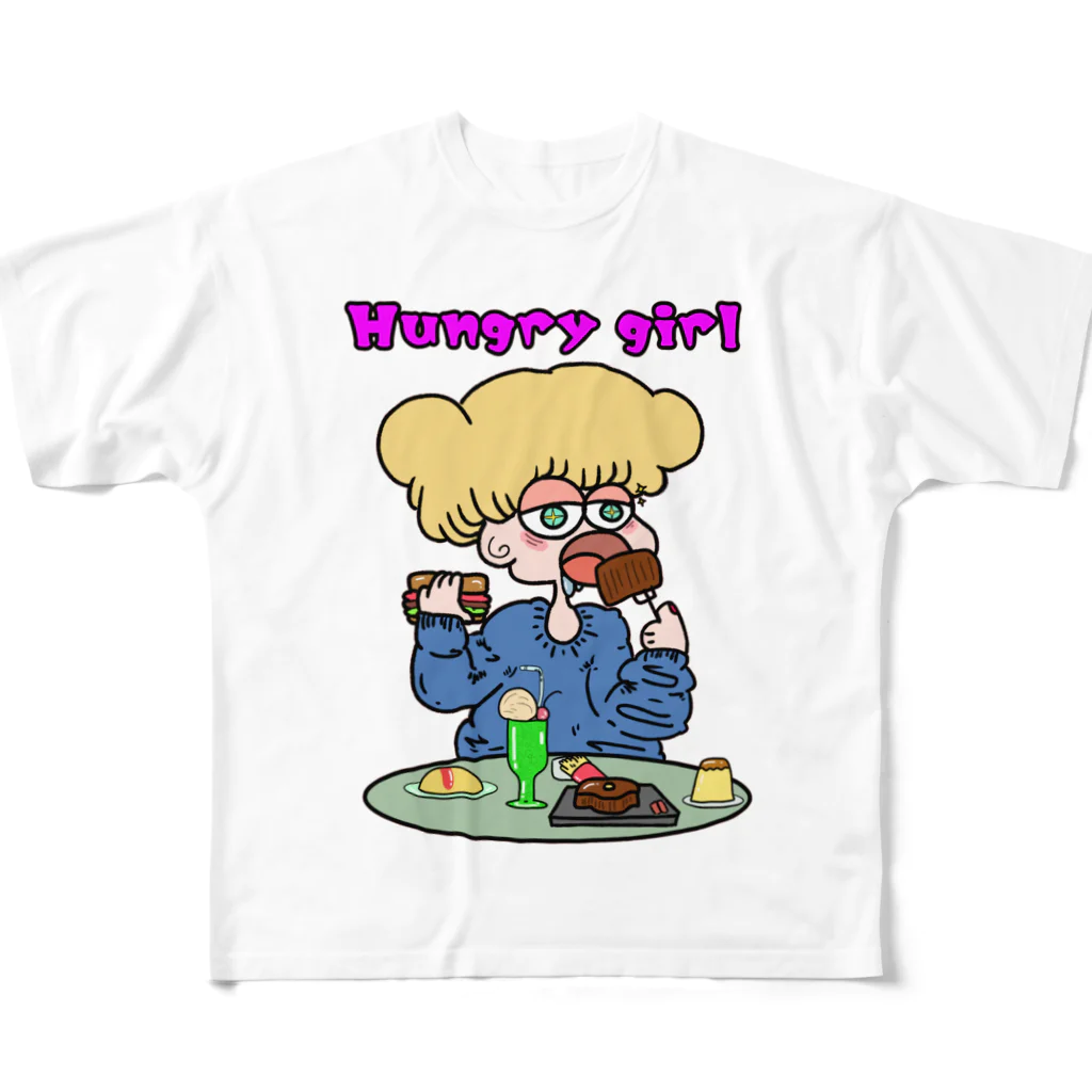 PPP_2001_のHungry girl フルグラフィックTシャツ