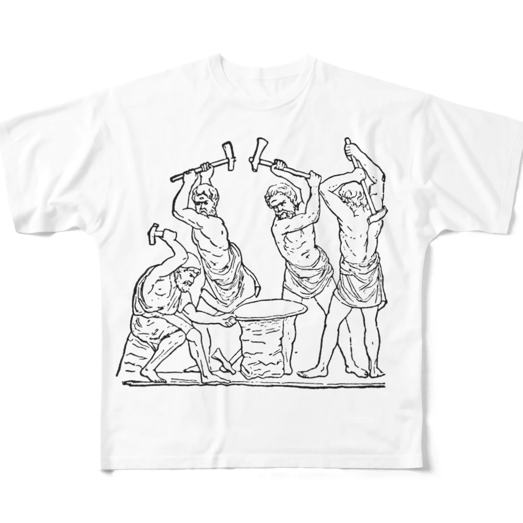 Ikarus ギリシャ神話の芸術のヘファイストスギリシャ神話お絵かき All-Over Print T-Shirt