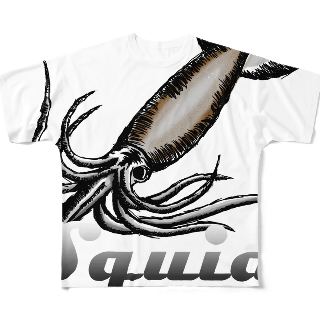 MusicJunkyのsquid(イカ） フルグラフィックTシャツ